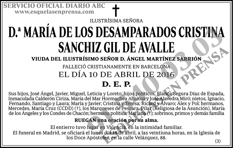 María de los Desamparados Cristina Sanchiz Gil de Avalle